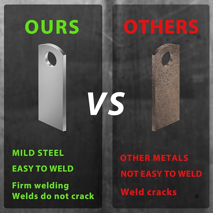 Weld on Tabs, Steel Basic Weld Tab, Universal Weld on Light Tabs Flat Bottom Mount with a 3/8" Hole.2-3/5" Height, 1" Wide, 1/8" Thick Pack Of 10 Tabs Steel Mounting Bracket OywhC-5