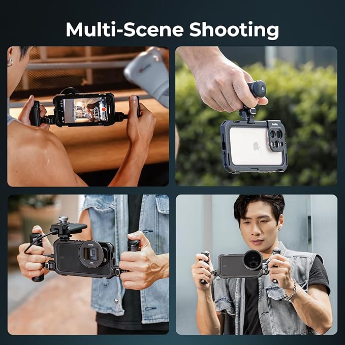 SmallRig Mobile Video Cage Basic Edition for iPhone 16 Pro, Phone Cage with T-Mount Lens Backplate, TPU Soft Frame, for Video Shooting, Live Streaming, and Cinematic Filmmaking - 5008