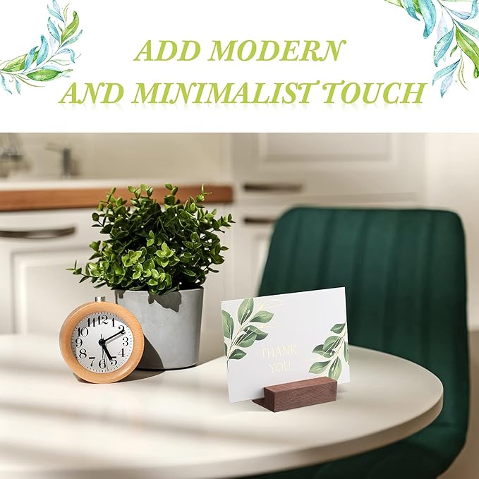 12 Pieces Wood Place Card Holders Wood Sign Table Number Stands Name Card Holder for Wedding Party Events Decoration(3 x 1.6 x 0.8 Inch,Walnut Color)