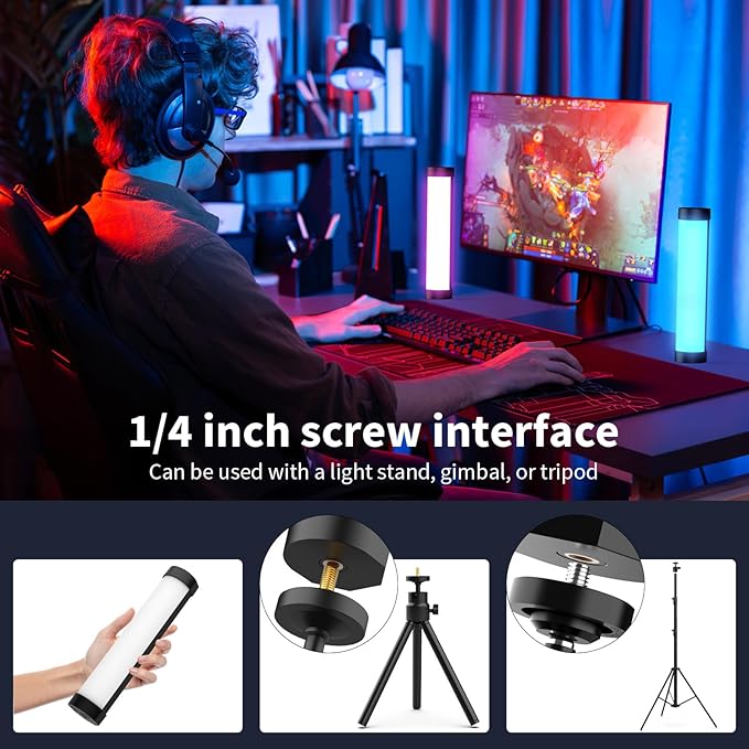 LUXCEO Handheld Light Wand, Multicolor RGB LED Video Light for Photography, 2000mAh Rechargeable Mini Light Stick Dimmable 3000K-6000K CRI95+ Professional Tube Lights for YouTube, TikTok
