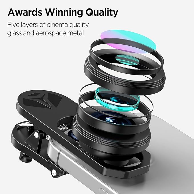 HD 200° Fisheye Lens for iPhone and Samsung Smartphones, Black