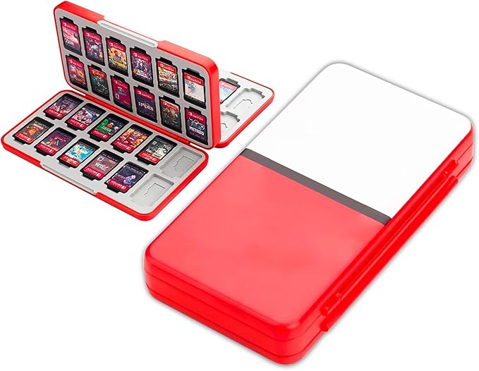 RHOTALL Game Card Case for Nintendo Switch/OLED/Lite/2 , Storage Card Box with 48 Game Cards Cartridge and 24 SD Cards Slots, Switch Games Holder with Magnetic Design