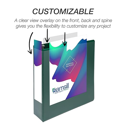 Samsill Durable 2 inch 3 Ring Binder, Made in USA, D Ring Binder, FSC 100% Recycled Chipboard, Green, 4 Pack