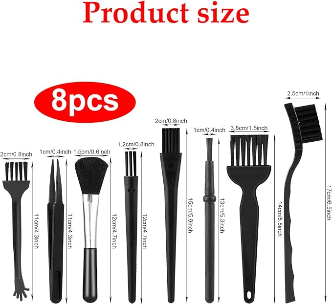 8 Pcs Mini Keyboard Cleaning Brushes Kit, Anti Static Electronic Dust Cleaning Brushes with PP Handle and Nylon Bristles, Keyboard Cleanings Brush for Computer Keyboards and Small Spaces