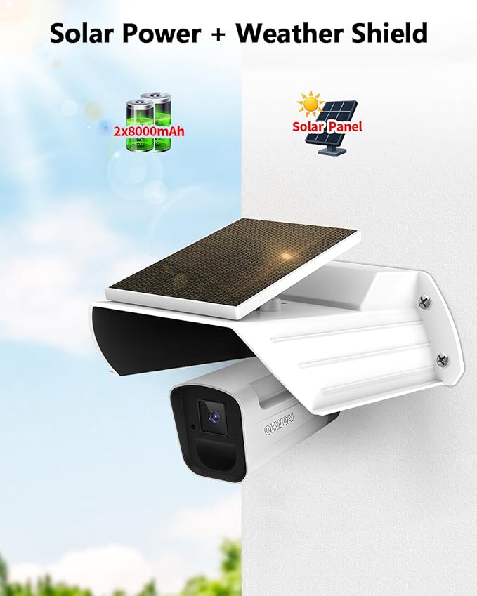 Outdoor Security Camera Cover with Solar Panel – Waterproof Sun/Rain Shield & Glare Protector for Surveillance Cams