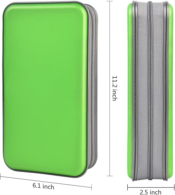 alavisxf xx CD Case, 96 Capacity Hard Plastic CD Holder Protective DVD Disc Storage Case Holder Portable Zipper CD DVD Organizer Storage Wallet for Car Home Travel (96 Capacity, Green)