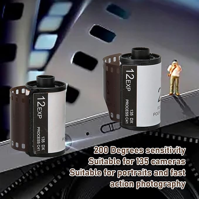 2 Rolls 35mm Camera Color Film, 12 Sheets Each ISO 200, HD, Vintage Negative Film Compatible with 135 Cameras, Fine Resolution