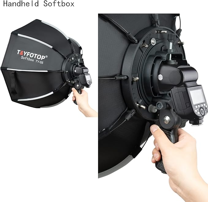 T&YFOTOP 22 inches/55 Centimeters Octagonal Softbox with S-Type Bracket Mount, Carrying Case Compatible with Camera Flash Speedlites TT560 NW561 NW565 NW625 NW635 NW670 750II, etc (55cm softbox)