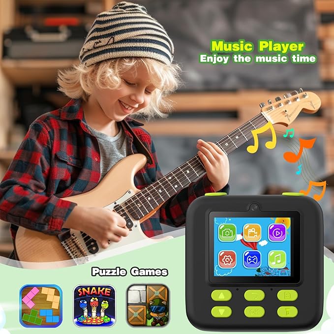 masterbee Kids Instant Print Camera, Birthday Gifts for Boys and Girls, Kids Digital Camera Toys, 1080P HD Video, 3 4 5 6 7 8 9 10 11 12 Year Old Boy Gifts/Girl Gifts (Black)