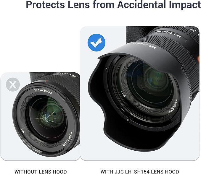 JJC ALC-SH154 Bayonet Reversible Lens Hood Shade for Sony FE 24mm f/1.4 GM Lens SEL24F14GM, Replaces Sony ALC-SH154 Lens Hood, Allows to Attach 67mm Filter & Lens Cap, No Vignetting