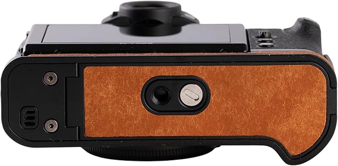 Handmade Genuine Leather Camera Half Case for FUJIFILM X-T30III /FUJIFILM X-T30III Camera Case/FUJIFILM X-T30III Case - Top Layer Cowhide Body + Metal Base Plate (Matte-Yellow-Brown)