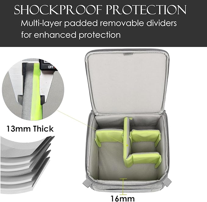 svatin Mini SLR Camera Insert Bag,Shockproof &Pressure-proof Dual Opening Camera Lens Cube Case Bag,Digital DSLR Mirrorless Cameras Accessories Storage Pouch Compatible for Canon,Sony,Fuji (XXS Gray)