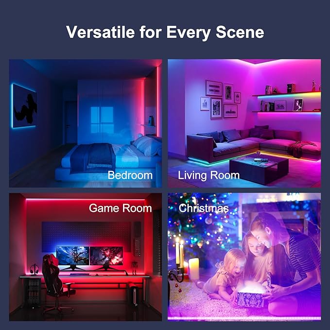 100 FT Led Lights for Bedroom, Music Synchronized RGB Bluetooth LED Lights, Smart Application and Remote Control Color Change LED Light Strips, Used for Home Room Lighting Decoration