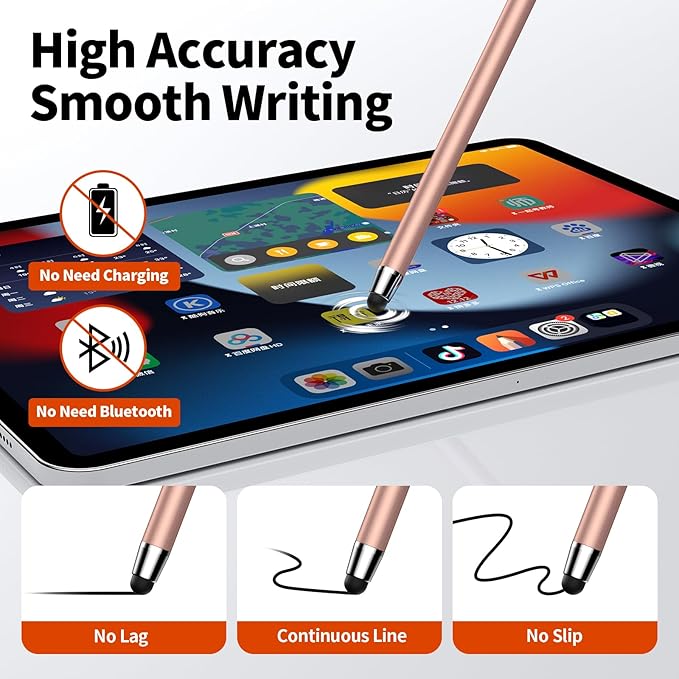10 PCS Stylus,Stylus Pen for Touchscreen,Stylus 2-in-1 High Sensitivity & Precision Suitable for Touch Screens of iPhone/ipad/Android Tablets(10 Stylus Pen Rose Gold/Black + 20 Tips)