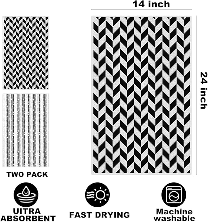 2Pcs Minimalist Kitchen Towels 24x14 Inch, Chevron Vertical Line Seamless Pattern Hand Towels for Kitchen Home Decor, Absorbent Microfiber Dish Cloth Tea Towel, Housewarming Gifts for Women Mom