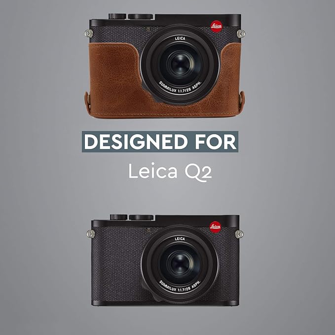 MegaGear MG1719 Ever Ready Genuine Leather Camera Half Case Compatible with Leica Q2 - Brown