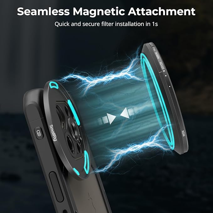 SmallRig Magnetic 67mm VND Filter ND64-ND400 (6-9 Stop), Adjustable ND Filter for iPhone 16 / S24 Ultra/for Vivo X100 & 67mm Camera Lenses, No X Cross HD Optical Glass, with Threaded Adapter - 5169