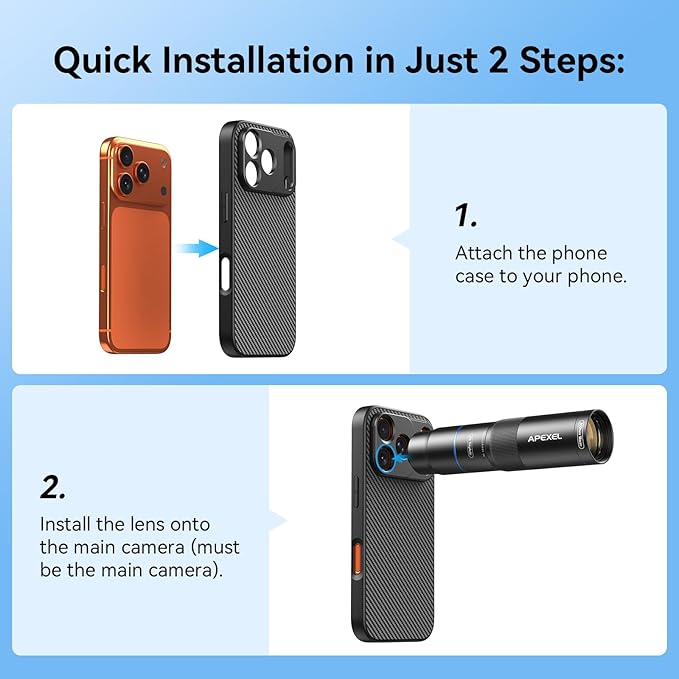 APEXEL 17mm Thread Lens Phone Case Compatible for iPhone 17 Pro, Compatible with All Telephoto & Macro Lenses, Durable Protective Cover Black