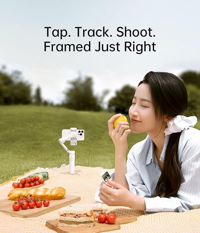 hohem iSteady V3 Ultra Gimbal Stabilizer for iPhone,Phone Gimbal with AI Tracking & Fill Light,Built-in Extendable Rod & Tripod,Detachable Remote Control,Stabilizer for Vlog,TikTok (White)