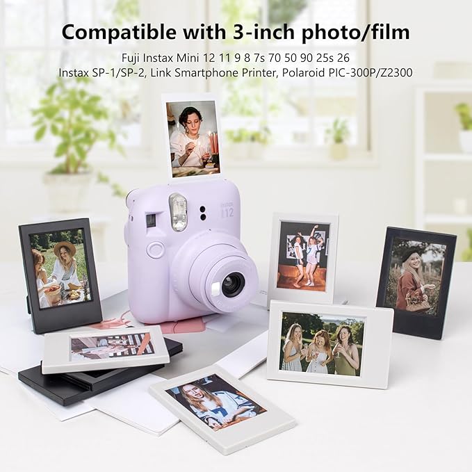 HIYQIN 8 Pack 2x3 Mini Photo Frames for for Fuji Instax Mini 3 inch Picture/Polaroid 3-Inch Films - for Desktop Display Small Wallet Size Picture frame with Clear Protective Covers - Black & Grey