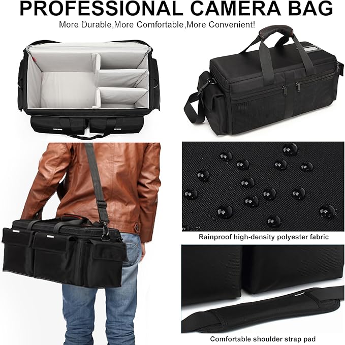 Large Camera Shoulder Bag, Pressure proof &Waterproof DSLR SLR Mirrorless Gadget Case,Messenger Photography Accessories Storage Pouch for EX280 Z280(M)