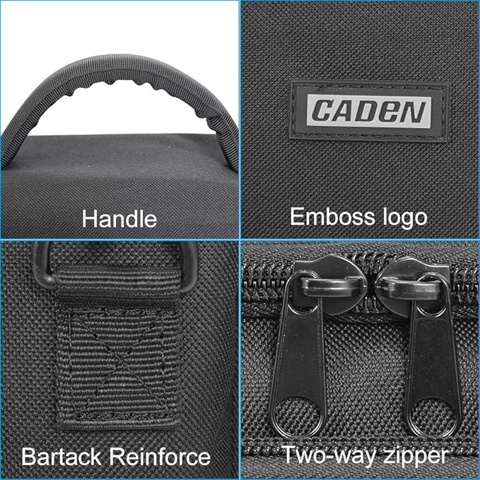 CADeN Compact Camera Shoulder Crossbody Bag Case Compatible for Nikon, Canon, Sony SLR/DSLR Mirrorless Cameras and Lenses Waterproof(1.0 S, Black)
