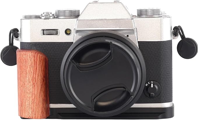 Camera Quick Release Plate Wooden Handle L-Bracket with Cold Shoe Adapter for Compact Digital Camera Tripod Tripod Mounting