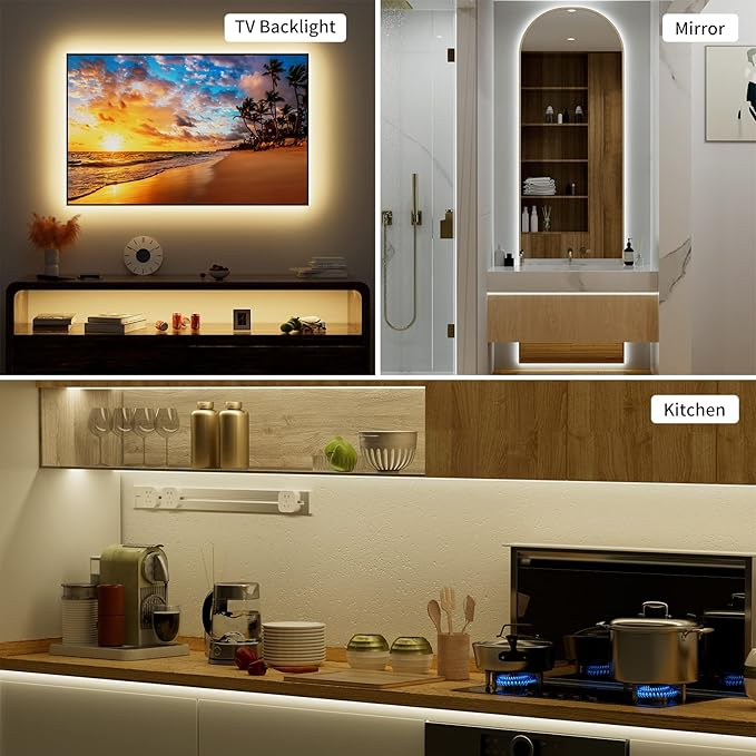 PAUTIX 5V USB CCT Tunable COB LED Strip Lights 6.56ft/2m,1280LEDs 1200lm 2700K-6500K Dimmable CRI85+ with RF Remote TV Backlight,Flexible Under Cabinet Tape Light for Bedroom,Kitchen,Home DIY Lighting