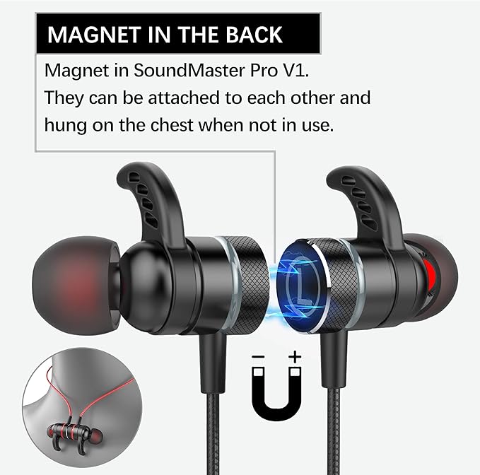 USB C Headphone for Samsung Wired Earbuds Magnetic in-Ear Type C Earphone with Microphone Volume Control Deep Bass Stereo Noise Canceling for iPhone 17 Pro Max Air 16 16e 15 Pixel 10 9a (Black)