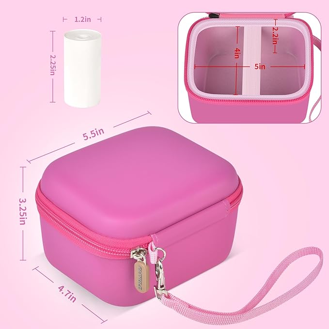 Kids Instant Print Camera Case with 3 Rolls Prints Paper Compatible with ESOXOFFORE for Dylanto for DUDUDRAGON for GKTZ for ETIKEZ for Dafotil for Careenoah Toddler Digital Cameras (Rose with Paper)