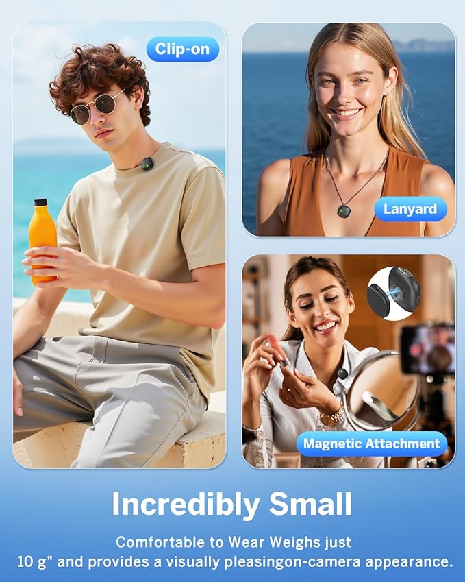 Mini Wireless Lavalier Microphone for iPhone/Android/PC/Tablets, Lapel Mics with USB-C/Lightning Plug, AI Noise Cancelling, Magnetic Mic, 40H Battery Life with Charging Case for Stream, Vlog, TikTok