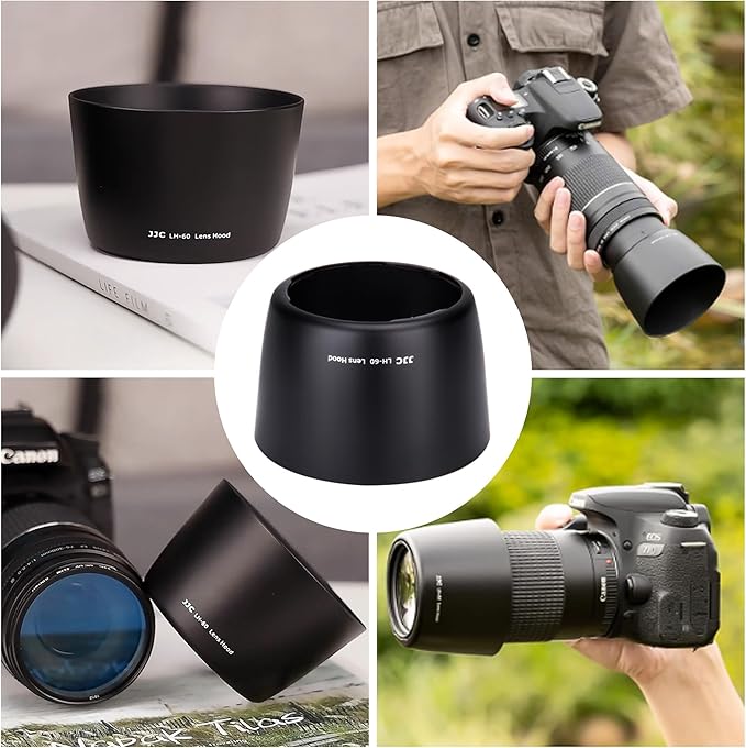 Reversible ET-60 Lens Hood Shade Protector for Canon EF 75-300mm f/4-5.6 III USM & EF-S 55-250mm f/4-5.6 is II & RF 75-300mm F/4-5.6 On 5D Mark IV III 7D 6D Mark II 90D 80D Rebel T8i T7i T7