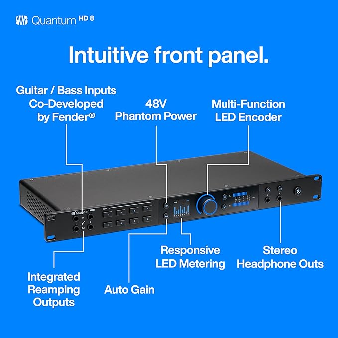 PreSonus Quantum HD 8 26 x 30, 32-bit / 192 kHz USB-C Audio Interface With Studio One Pro Software