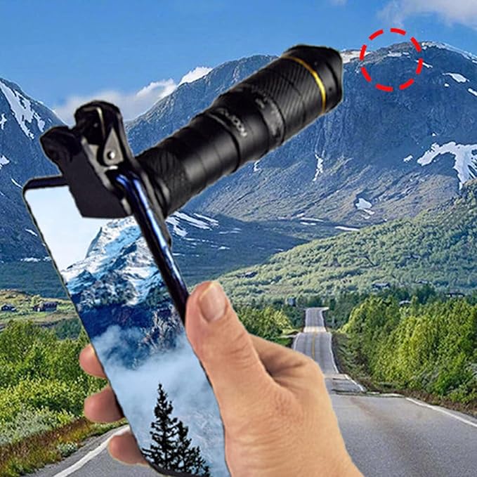 Cyrank Cell Phone Camera Lens Kit, Universal 32x Telephoto Lens, Portable 32X Mobile Phone Zoom Lens Clip On Double Adjustment HD Mobile Phone Telescope Len for Most Smartphone (Black)