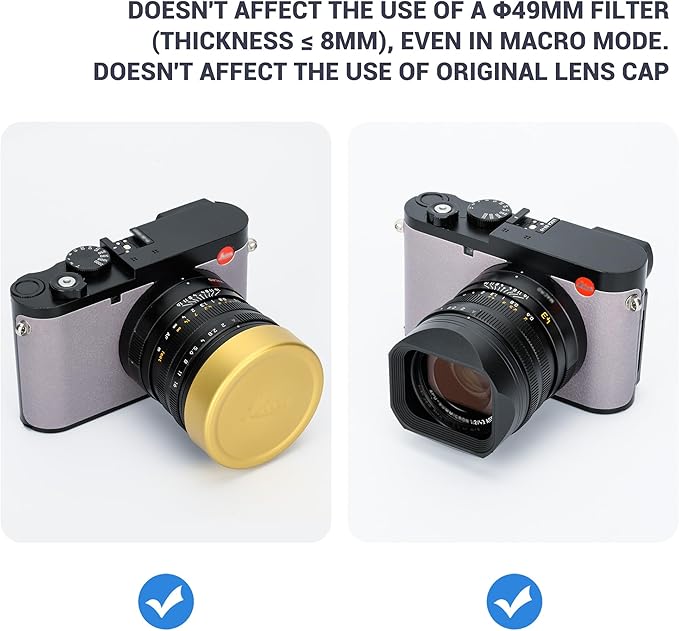 JJC Metal Lens Hood for Leica Q3 43/ Q3/ Q2 Cameras, Compatible with 49mm Lens Filter & Original Lens Cap, No Vignetting