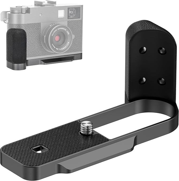 X Half Handgrip Hand Grip, Metal L-Shape Bracket Handle Holder for Fujifilm Fuji X Half Xhalf Camera,with Built-in Arca Quick Release Plate & Battery Compartment Opening Anti-Slip Microfiber Pad-Dgray
