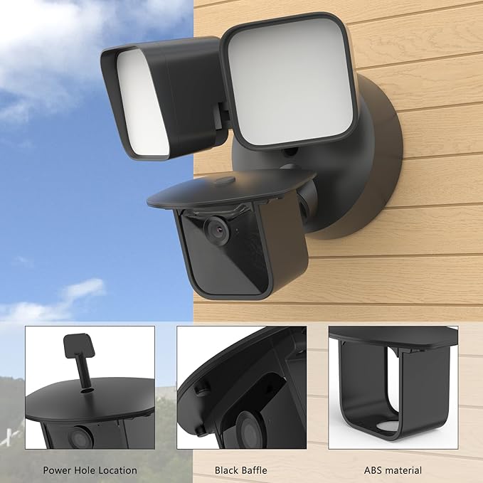 TIUIHU Sun Rain Shade Camera Cover Compatibility with Blink Wired Floodlight Camera (Black)