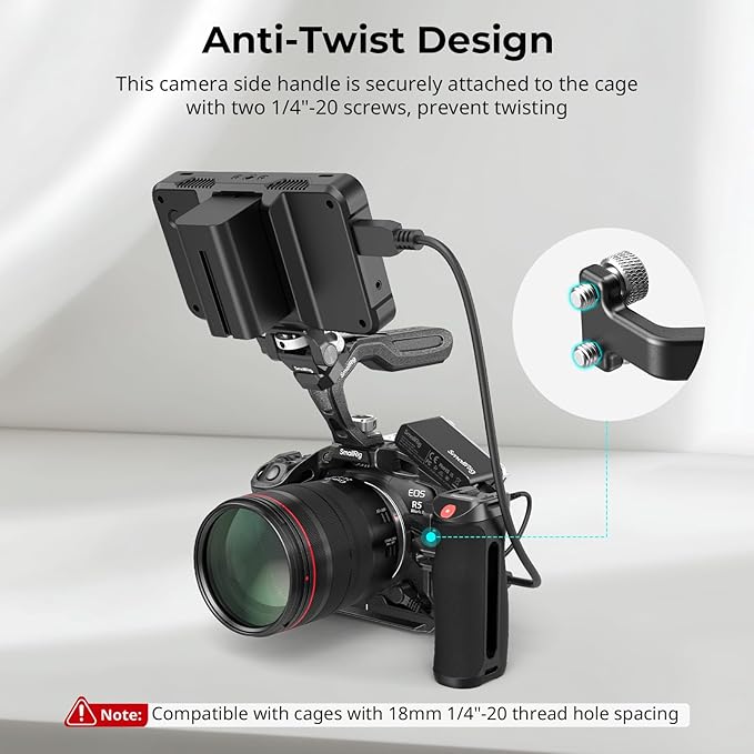 SMALLRIG Threaded Side Handle with Record Start/Stop Remote Trigger, 3 Control Cable, Compatible with Sony A7 III/ FX3/ A6600, for Canon R5II/ R5C, for FUJIFILM X-H2S/ X-T5, for Panasonic S5 II/ GH5