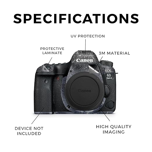 Glossy Glitter Camera Skin Compatible with Canon EOS 6D Mark II Camera (2017) - Dark Shimmer Marble - Premium 3M Vinyl Protective Wrap Decal Cover - Easy to Apply | Crafted in The USA by MightySkins