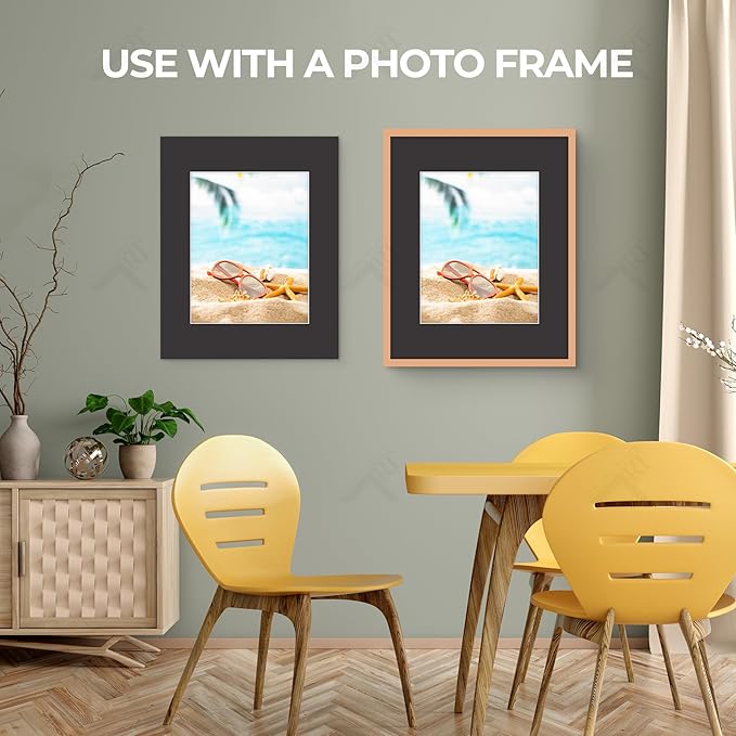 Golden State Art, Acid Free, Pack of 25, 16x20 Black Picture Mats Mattes with White Core Bevel Cut for 11x14 Photo + Backing + Bags