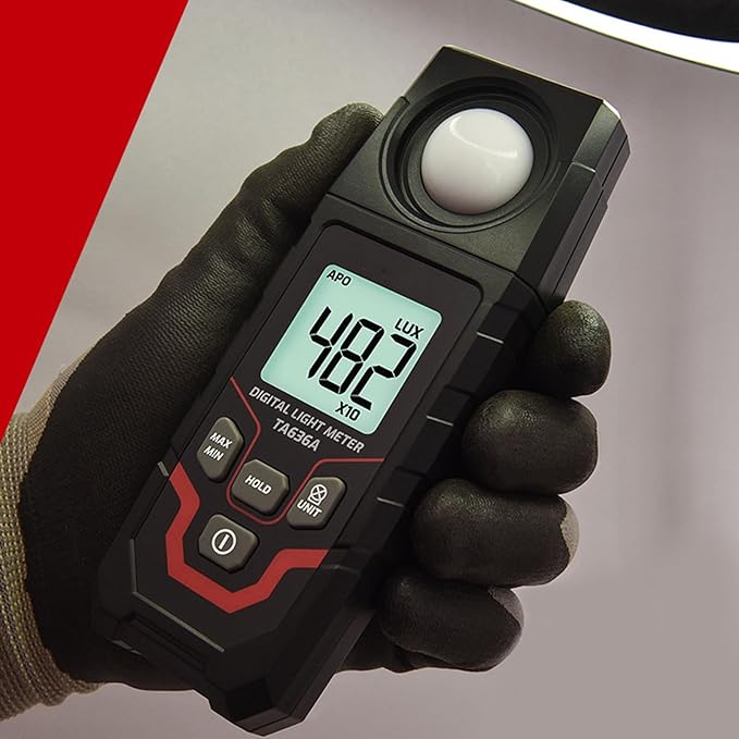 TA636A Digital Illuminance Meter Handheld Probe Luxmeter Lighting Intensity Brightness Light Tester 200000LX 20000FC 50 Sets 1‑60s Recording