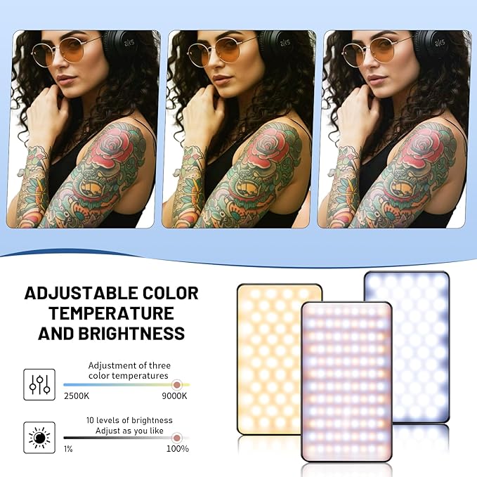 GBK Tattoo Light,Photographic Lighting,Anti-Glare,120 LED Light,with CPL Filter Lens and Handheld Stand for Tattoo Artists&Beginners,Improve Work Photo Quality