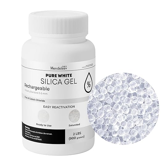 2 LB White Silica Desiccant Beads - Indicating Silica Gel Beads Drying Silica Beads Reusable Silica Gel Desiccant Dehumidifier