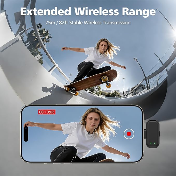 Mini Wireless Lavalier Microphones for iPhone 15/16/17 & Android, 30H Battery Life with Charging Case, Lapel Microphone Wireless for Video Recording Vlogging