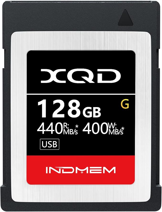INDMEM XQD 128GB Memory Cards, 5X Tough MLC XQD Flash Memory Cards High Speed G Series| Max Read 440MB/s, Max Write 400MB/s