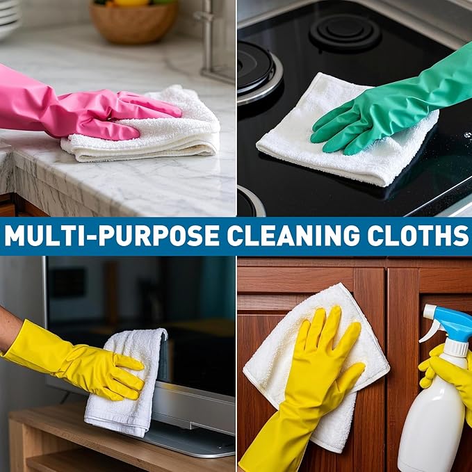 White Microfiber Towels- 150 Pack, Microfiber Cleaning Cloths Bulk, Microfiber Towels for Cars, Cleaning Rags (12x12 inches)