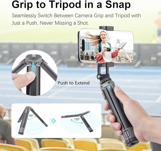 Mini Camera Tripod Kit, All Aluminum Desk Tripod with 360° Phone Holder for DSLR/Action Camera/Cellphone, Phone Tripod Stand Selfie Stick for Video Recording/Vlogging, Max Load 11lbs (SY027)