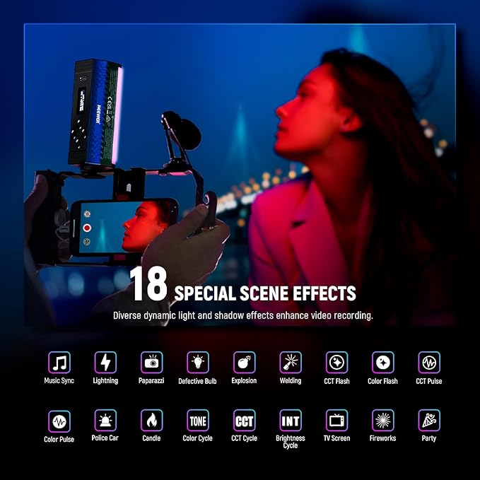 NEEWER 3PCS Pro Magnetic Handheld Light Wands, APP DMX Control/Custom Effects/Light Group, 360° Full RGB, 2600mAh 2500-10000K Dimmable CRI97 17 Scenes, Video Recording Photography LED Lighting, TL98C