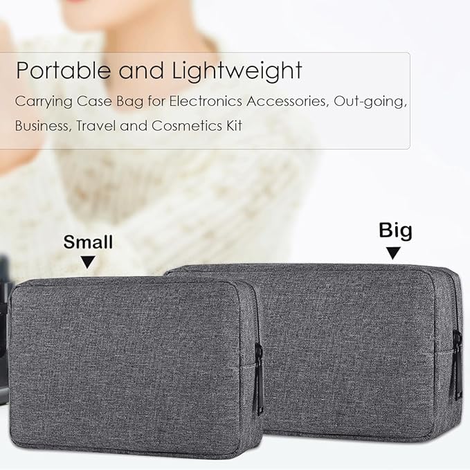 Travel Electronic Organizer Pouch Bag, Waterproof Portable Electronic Accessories Storage Multifunctional Case for USB, Cable, Cord, Charger, Phone, Power Bank, Earphone (Big-Dark Gray)
