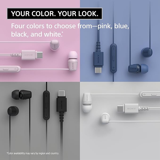 Sony IER-EX15C USB-C Plug, Wired in-Ear Headphones for iPhone and Android Phones, with Built-in Multi-Function Button, Volume and Mic Control, Supports USB Audio Class 1.0 Devices, Pink